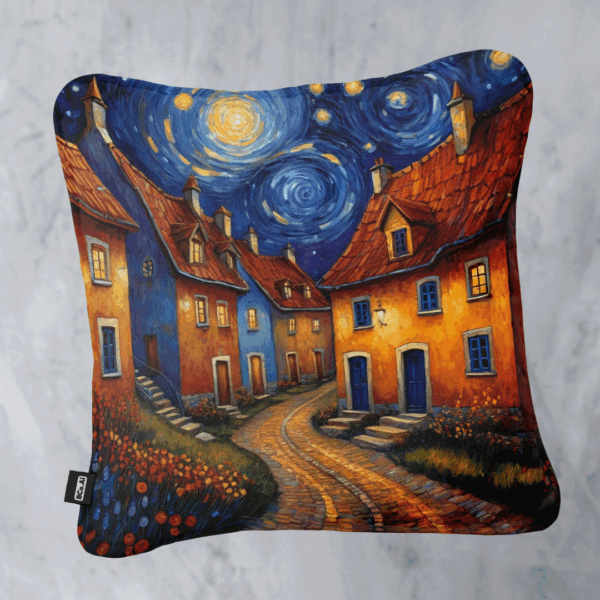 Kit de 3 Cojines Decorativos - Noche Estrellada en el Pueblo - Imagen 2